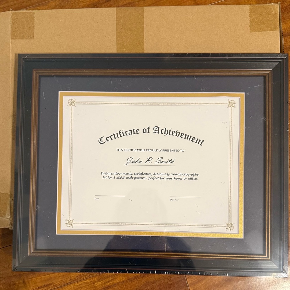 NEW Diploma/Certificate Frame, Navy Blue/Gold Mat 11x14 Frame for 8.5x11 Diploma